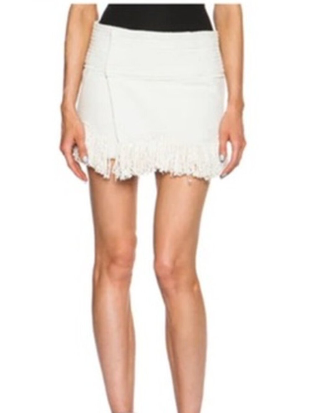 Isabel Marant Natacha Garriga Silk Fringed Mini Linen Blend Skirt Ecru